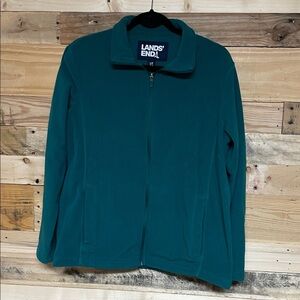 Lands' End size Large Petite Green Color Full-Zip Super Soft Fleece Jacket